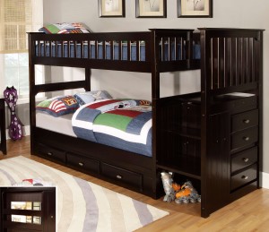 Espresso Twin over Twin Bunk Bed with Stairs