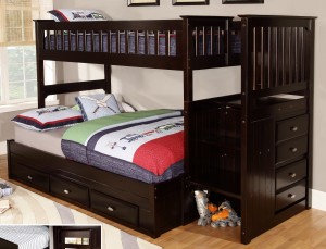 Espresso Bunk bed with stairs