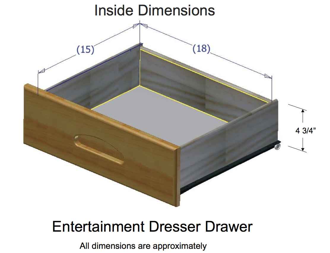 Discovery World Furniture Honey Media, Typical Dresser Drawer Depth
