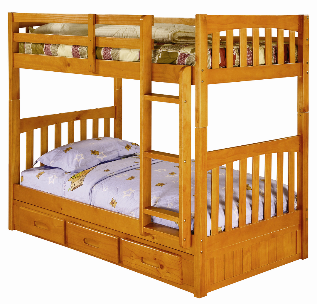 Over Twin Honey Mission Bunk Beds, Discovery World Furniture Twin Over Twin Bunk Bed