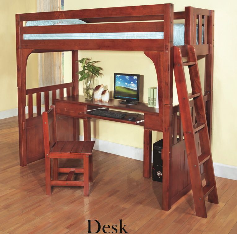 Desk Merlot Convertible Bunk Bed, Wooden Bunk Bed With Desk