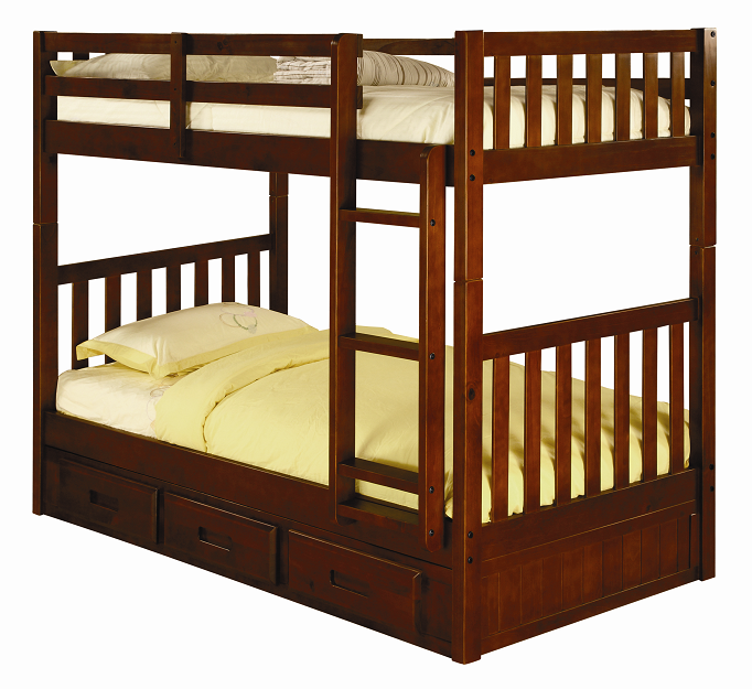 Twin Merlot Mission Bunk Beds Kfs S, Merlot Twin Over Full Mission Staircase Bunk Bed With 3 Drawers