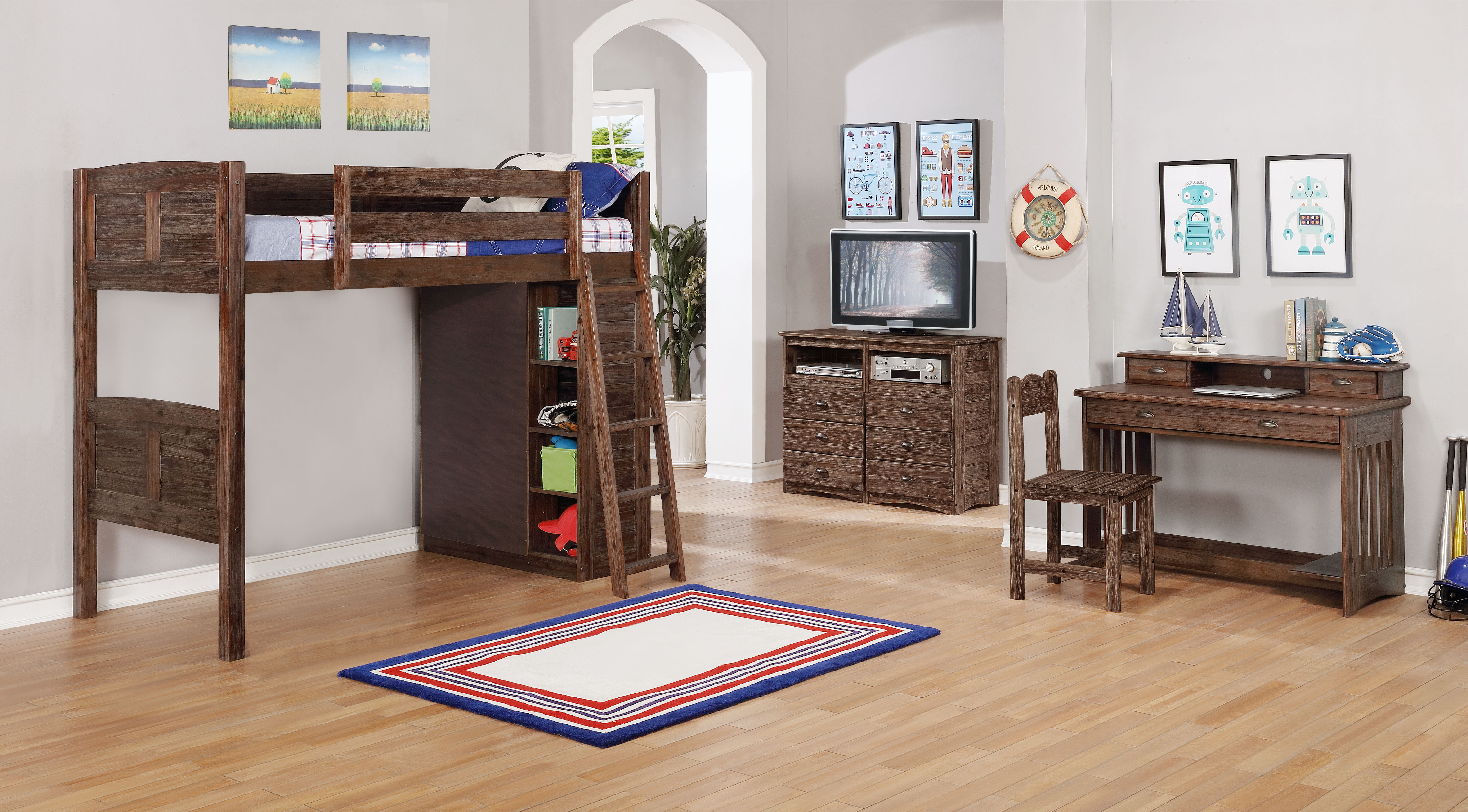 Chestnut Acacia Loft Bed Twin Only, Raised Twin Bed